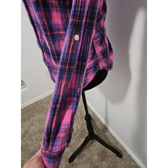 VTG Womens Victorias Secret PINK plaid Button Up Shirt Y2k Cabin Barbiecore - Picture 3 of 14